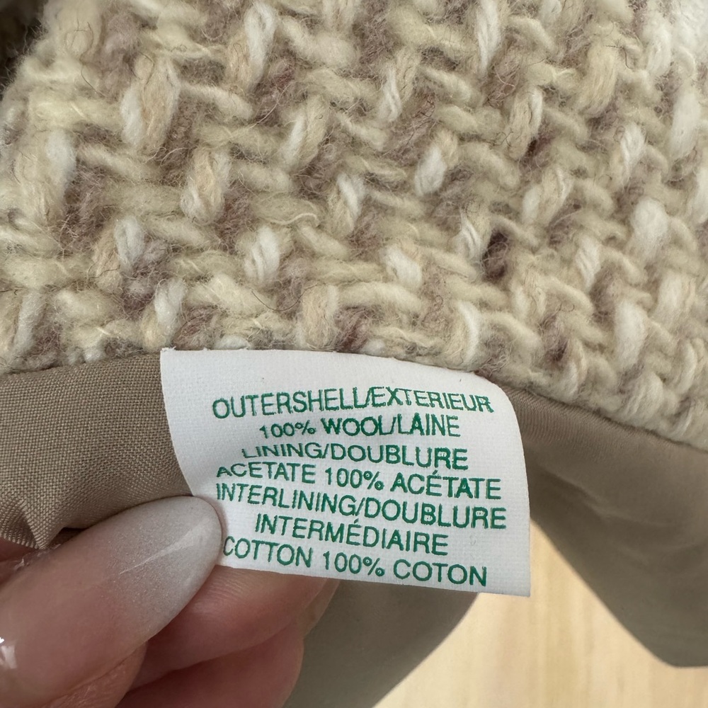 Martoni Wool Coat Beige Textured Button Front Made in Canada Size 10 - Picture 8 of 8